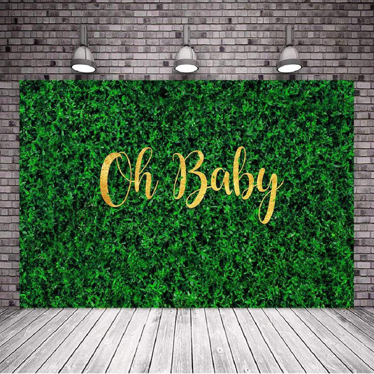 KingTons Oh Baby Neutral Backdrop Green Grass Baby Shower Vinyl Background 7X5ft Printed